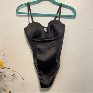 Bustier Bodysuit with Mesh Inserts